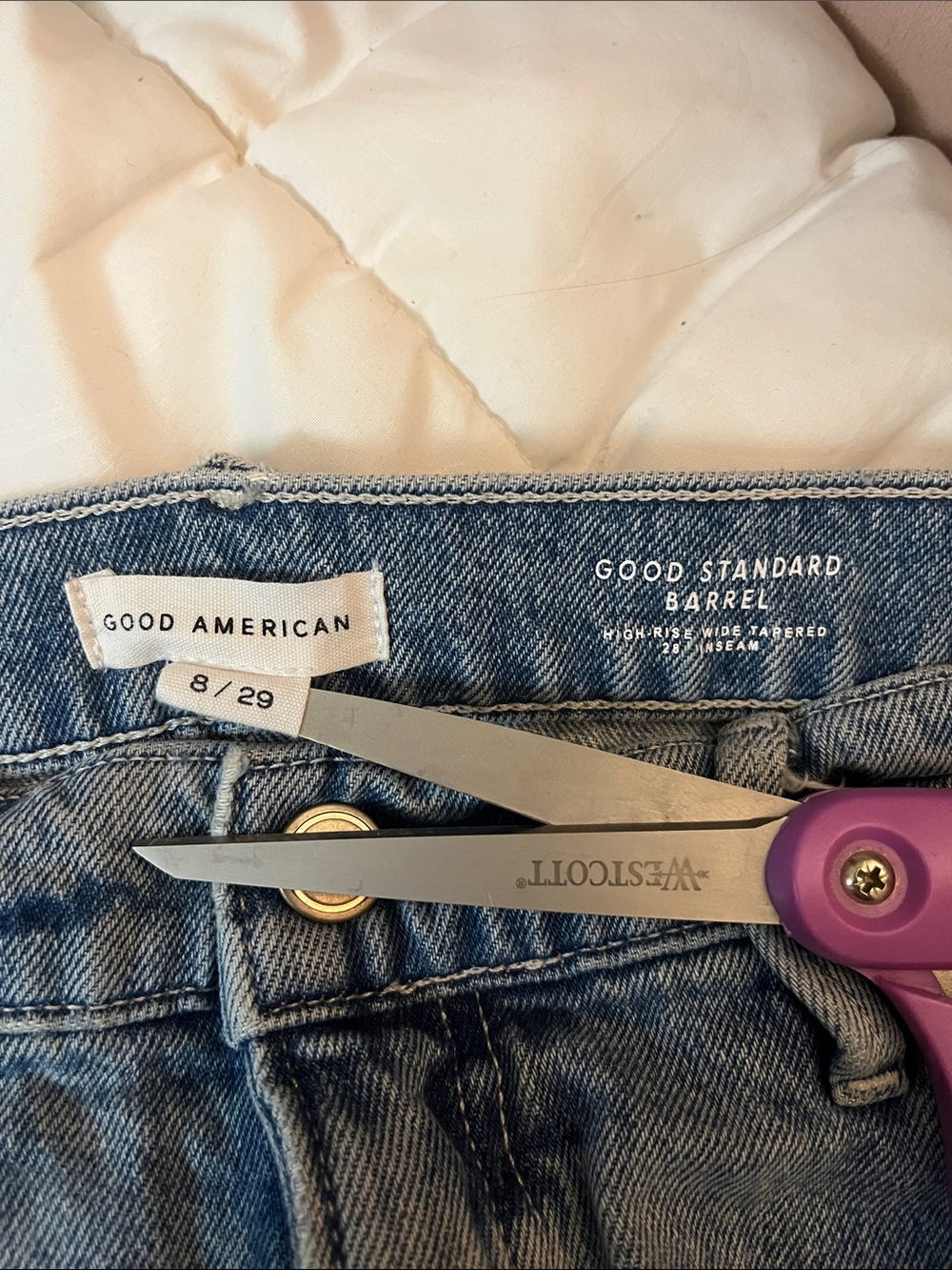 Good American Light Blue High-Rise Barrel Jeans - Picture 15 of 15